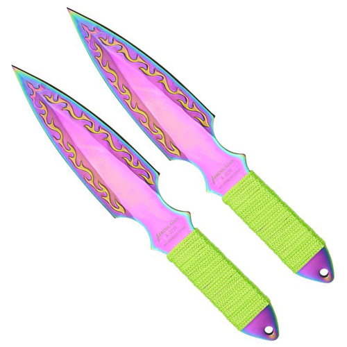 LIme Green Cord Throwing Knife Set 2 Pcs