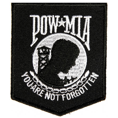 CP Black/White POW MIA Patch - 2.5x3 Inch