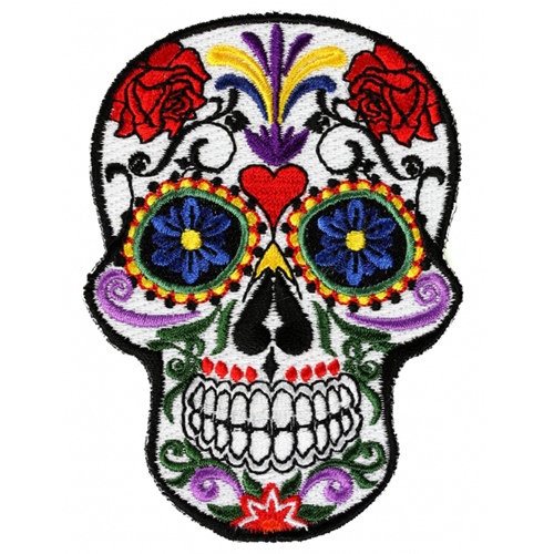 CP 2.5x3.5 Inch Sugar Skull Iron On Patch - 2.5x3.5 Inch