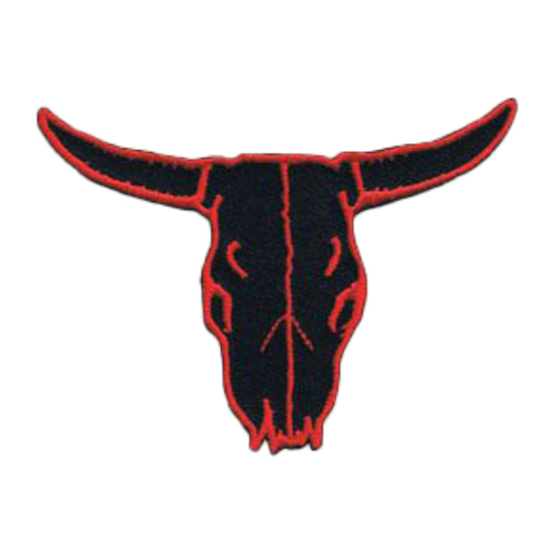 3.5 Inch Red On Black Cow Skull Patch