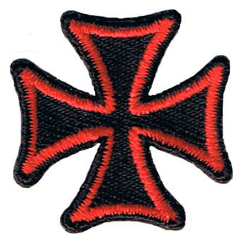 1 Inch Red On Black Maltese Cross Patch