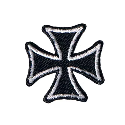 1 Inch White On Black Maltese Cross Patch