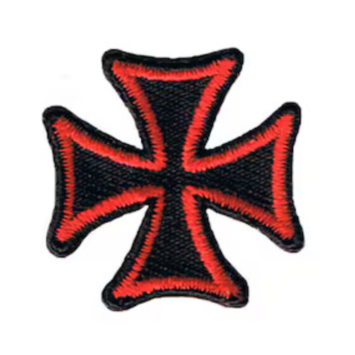 3 Inch Red On Black Maltese Cross Patch
