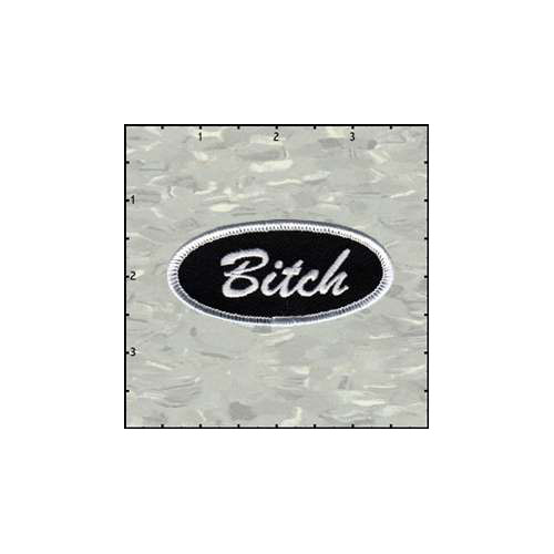Name Tag Bitch White on Black Patch