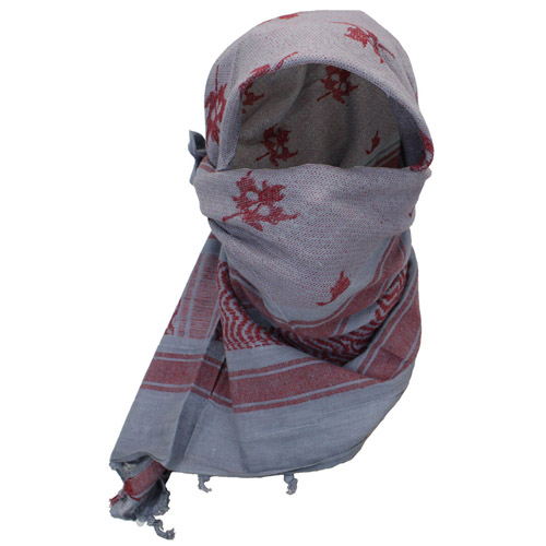 Arab Shemagh Scarf Skull Flag Print - Grey