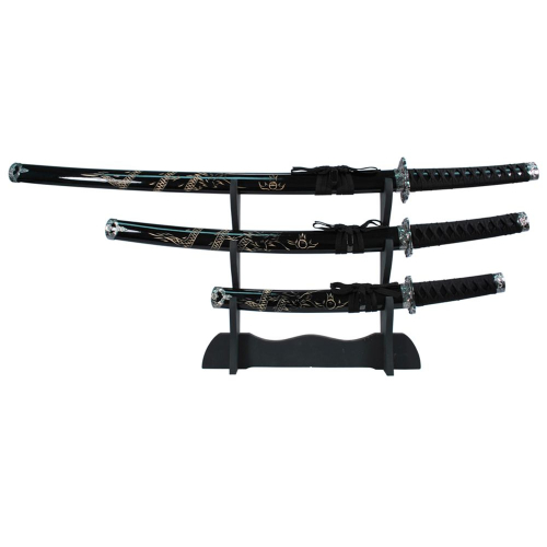 Dragon Katana 3 Piece Sword Set w/Stand