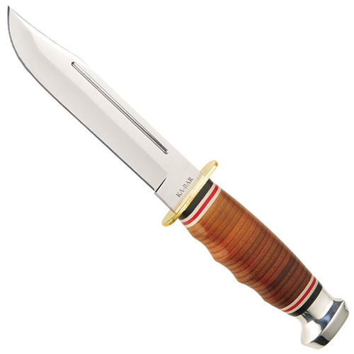 Marine Hunter Stacked Leather Handle Fixed Blade Knife