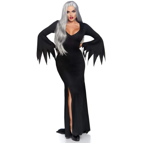 High Slit Floor Length Bodycon Gothic Dress