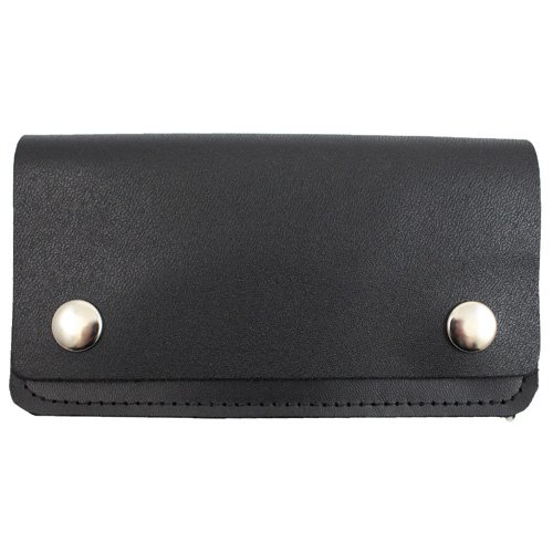 6 Inch Leather Biker Wallet - Black