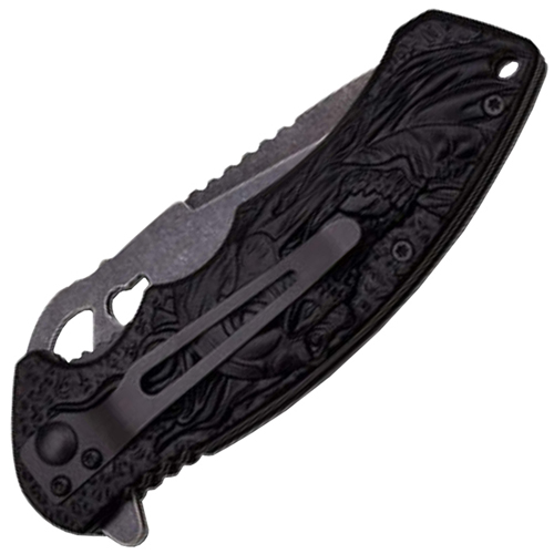 Dark Side Blades A001BGY Stonewash Finish Blade Folding knife