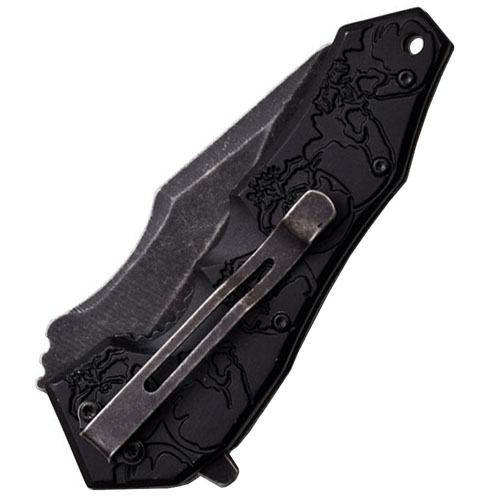 Dark Side Blades Skulls Assisted Folding Knife- Black Grey