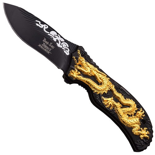 Dark Side 4.75 Inch Closed Folding Knife with Dragon Art