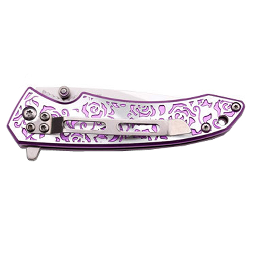 Femme Fatale Rose Texture Handle Folding Knife