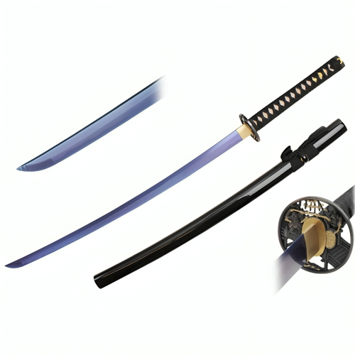 41.5-Inch Black Katana w/ Blue Blade