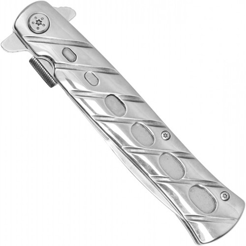 Elevate your style with the Neptune Stiletto Pocket Knife, featuring an elegant 9-inch silver design. Experience a blend of sophistication and functionality in one compact tool.