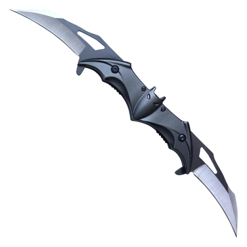 Bat Wings 2-Tone Black Steel Dual Blades - Black Bat Wings Handle