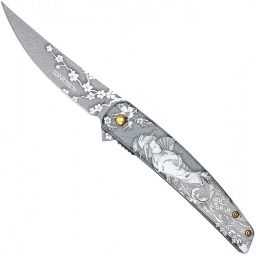 Discover the Neptune Japanese Pocket Folding Knife depicted in an exquisite art print. Perfect for enthusiasts or as a unique decor piece.