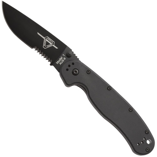 RAT Folder Black Partial Plain Edge Serration Knife