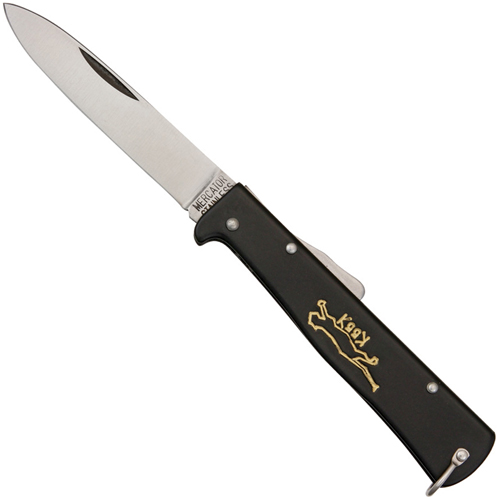 Otter-Messer Mercator Black Cat Metal Handle Folding Blade Knife