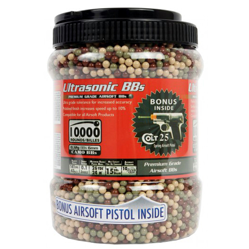 Ultrasonic .12 g Airsoft BBs with Colt .25 gun