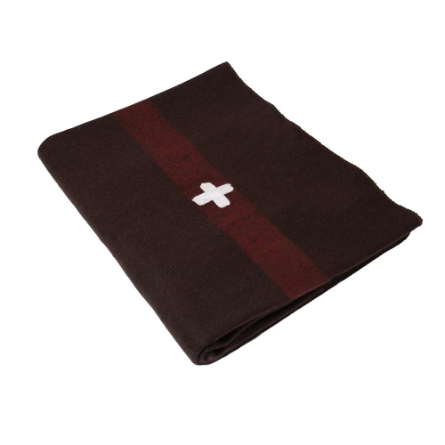 Swiss Military Style Wool Blanket with Cross