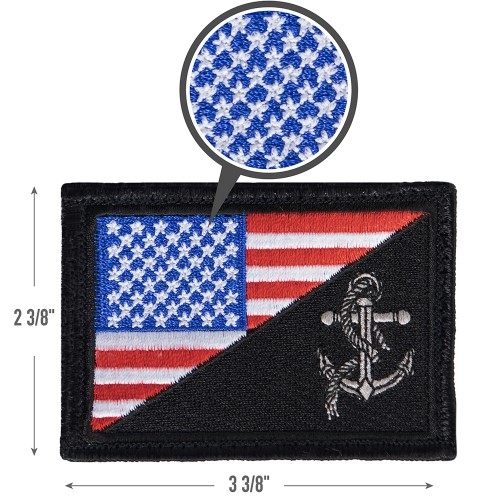 US Flag / USN Anchor Patch w/ Hook Back
