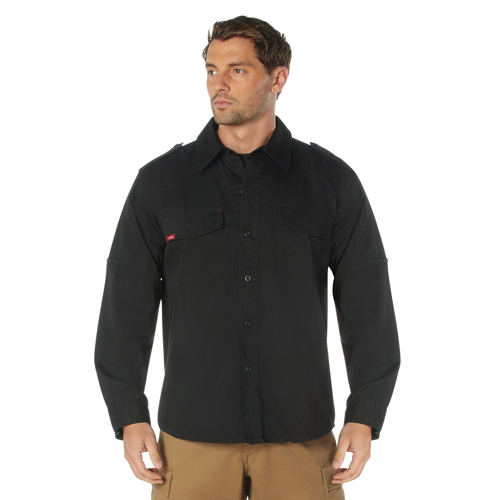Mens Black Vintage Fatigue Shirt