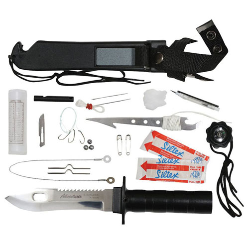 Deluxe Adventurer Survival Fixed Blade Knife w/ Kit