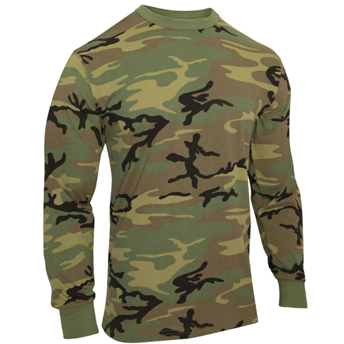 Ultra Force Long Sleeve Vintage T-Shirt - Woodland Camo