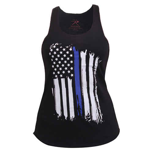 Women Thin Blue Line Flag Racerback Tank Top