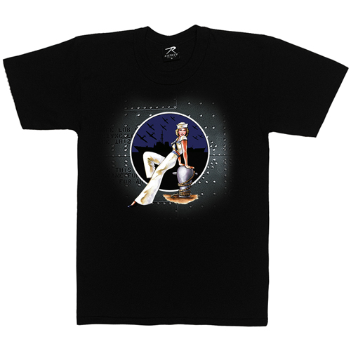 Ultra Force Vintage Black Sailor Girl Nose Art Tee