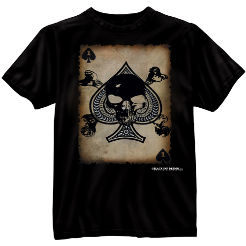 Mens Black Ink Death Card T-Shirt