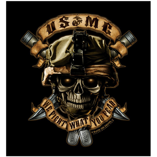 Mens Black Ink U.S.M.C. We Fight What You Fear T-Shirt