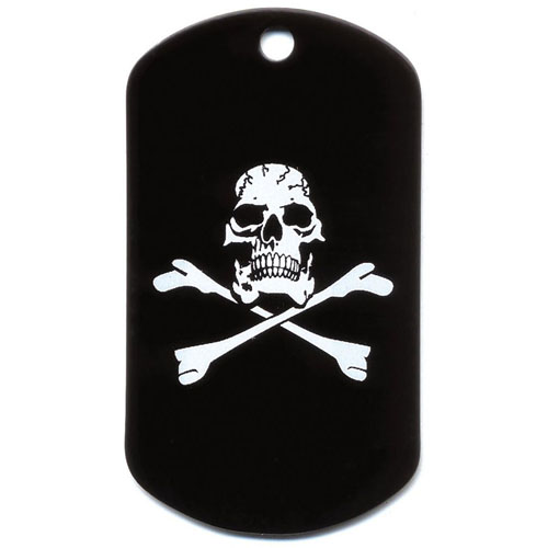 Skull And Crossbones Screen Printed Dog Tags