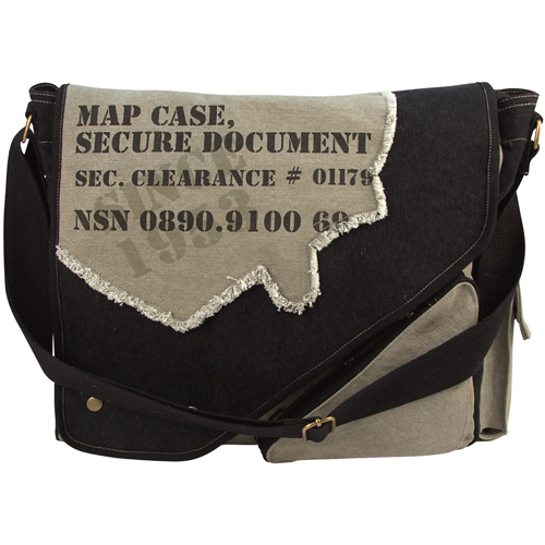 Vintage Canvas Two-Tone Imprinted Map Bag