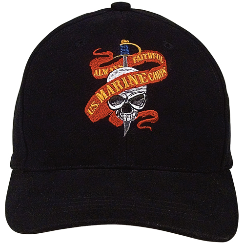 Black Ink Marine Skull-Ribbon Supreme Low Profile Cap