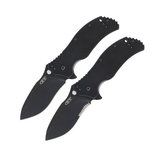 Black Serrated Clam Pack Folding Knife