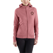 Carhartt Women Force Delmont Graphic Zip Front Hooded Sweatshirt - Brick Dust Heather