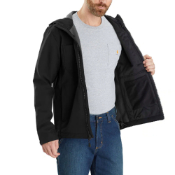 Men's Rain Defender Relaxed Fit Softshell Hooded Jacket 