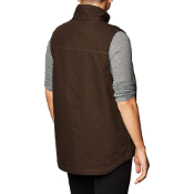 Loose Fit Washed Duck Sherpa-Lined Mock-Neck Vest - Dark Brown