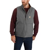 Loose Fit Washed Duck Sherpa-Lined Mock-Neck Vest 