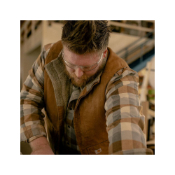 Loose Fit Washed Duck Sherpa-Lined Mock-Neck Vest 