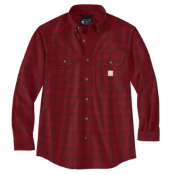 Loose Fit Midweight Chambray Long-Sleeve Plaid Shirt
