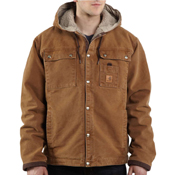 Multi-Pocket Sandstone Sherpa-Lined Hooded Jacket 