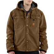 Multi-Pocket Sandstone Sherpa-Lined Hooded Jacket 