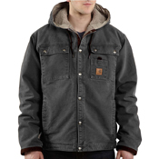 Multi-Pocket Sandstone Sherpa-Lined Hooded Jacket 
