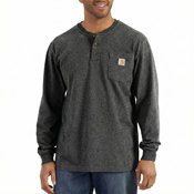 Loose Fit Heavyweight Long-Sleeve Pocket Henley T-Shirt
