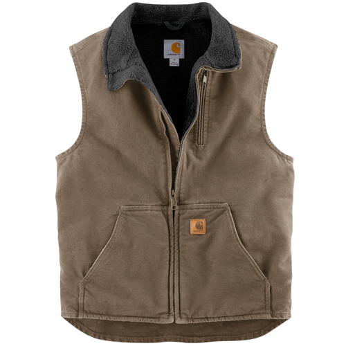 Sandstone Mock-Neck Sherpa Lined Vest