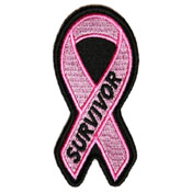Breast Cancer Survivor Pink Ribbon Embroidered Patch