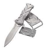 Tighe Dye Folding Knife with Belt Buckle and Money Clip